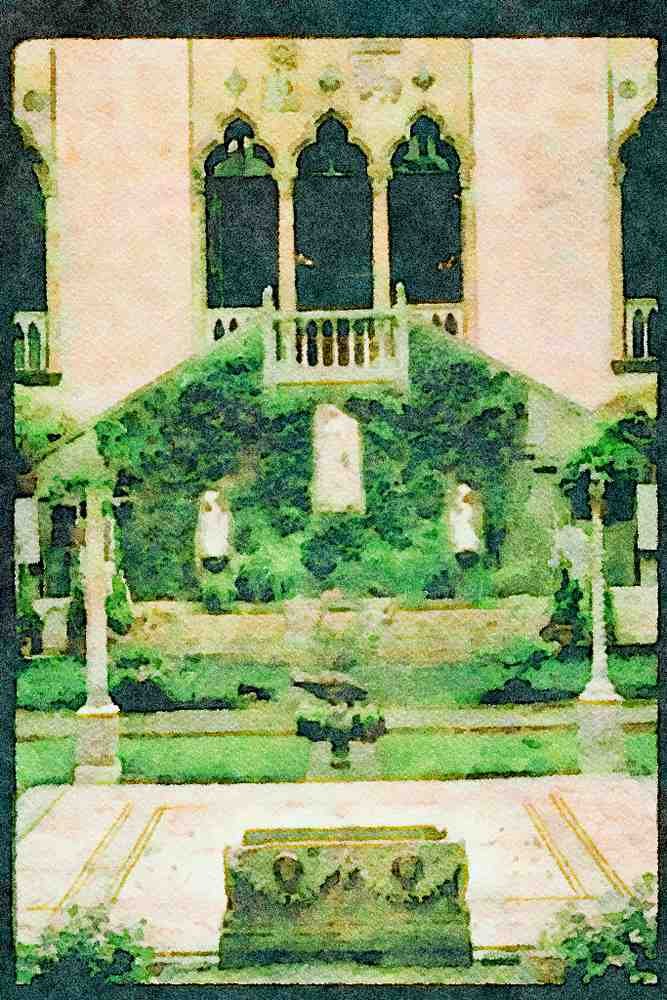 Garden 346095 Sculpture Court Gardiner Museum, U.S.A. A4 Limited Edition Watercolour Print