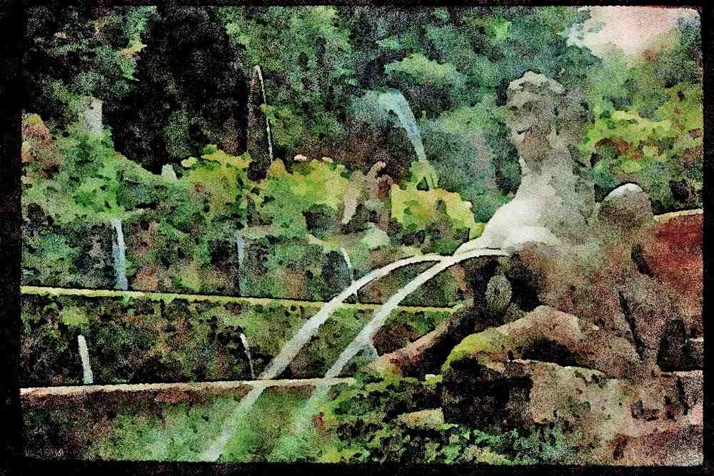 Garden 346097 Sphinx With Water Jets Villa D'Este, Italy A4 Limited Edition Watercolour Print