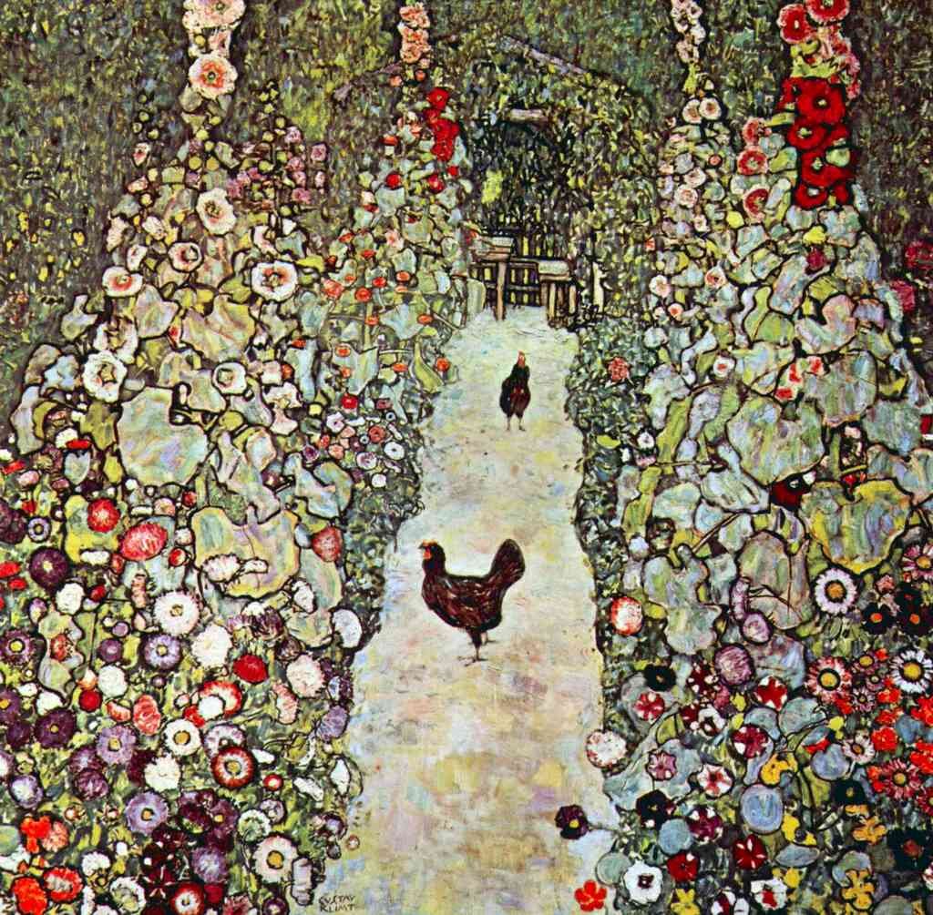 Garden Path With Chickens Klimt A4 Photo Print