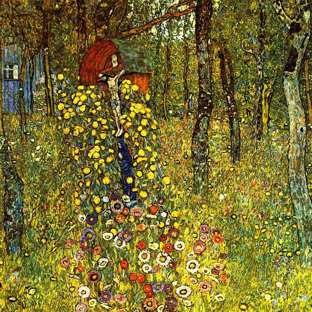 Garden With Crucifix Klimt A4 Photo Print