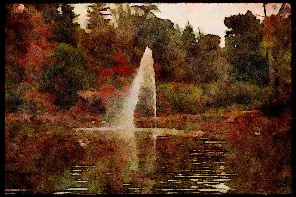 Gardens 214027 Public Gardens, Madrid, Spain A4 Limited Edition Watercolour Print