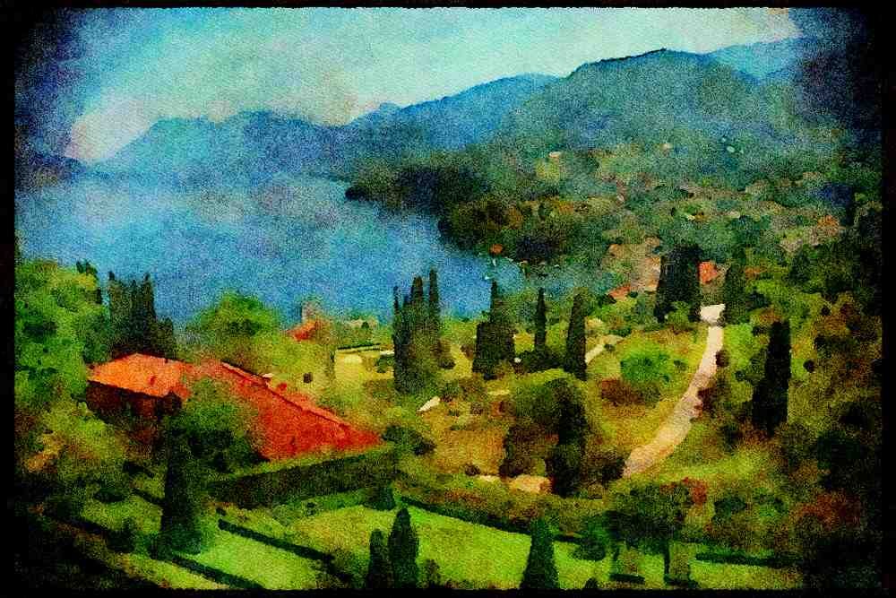 Gardens 214033 Villa Serbelloni, Bellagio, Italy A4 Limited Edition Watercolour Print