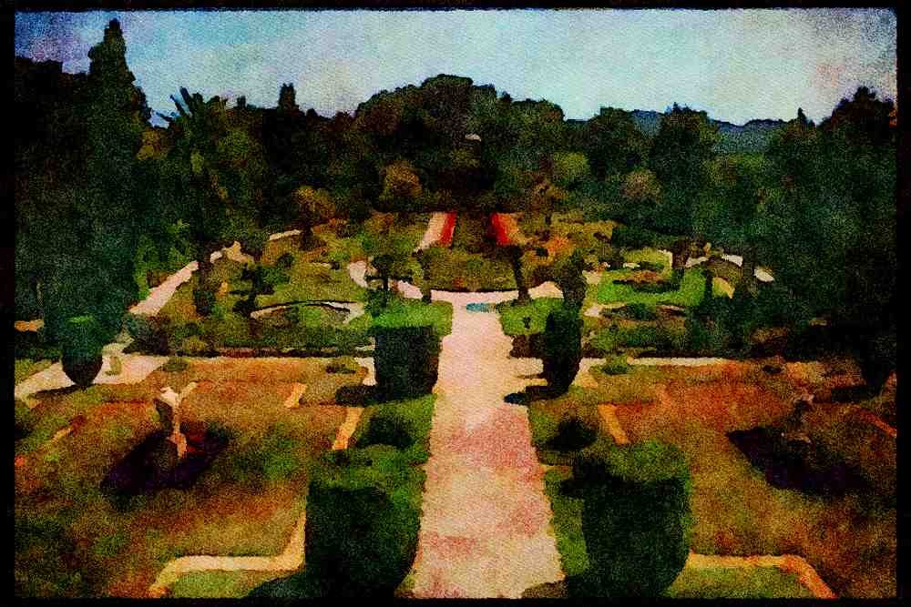 Gardens 214049 Rothschild Foundation, St. Jean Cap Ferat, Côtes d'Azur A4 Limited Edition Watercolour Print