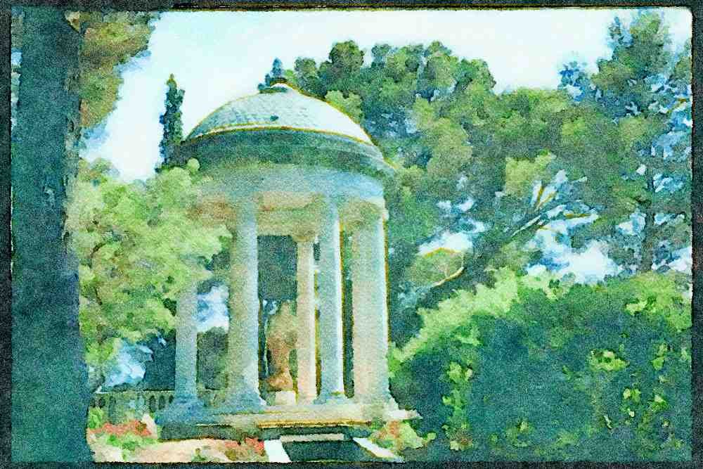Gardens 214051 Rothschild Foundation, St. Jean Cap Ferat, Côtes d'Azur A4 Limited Edition Watercolour Print