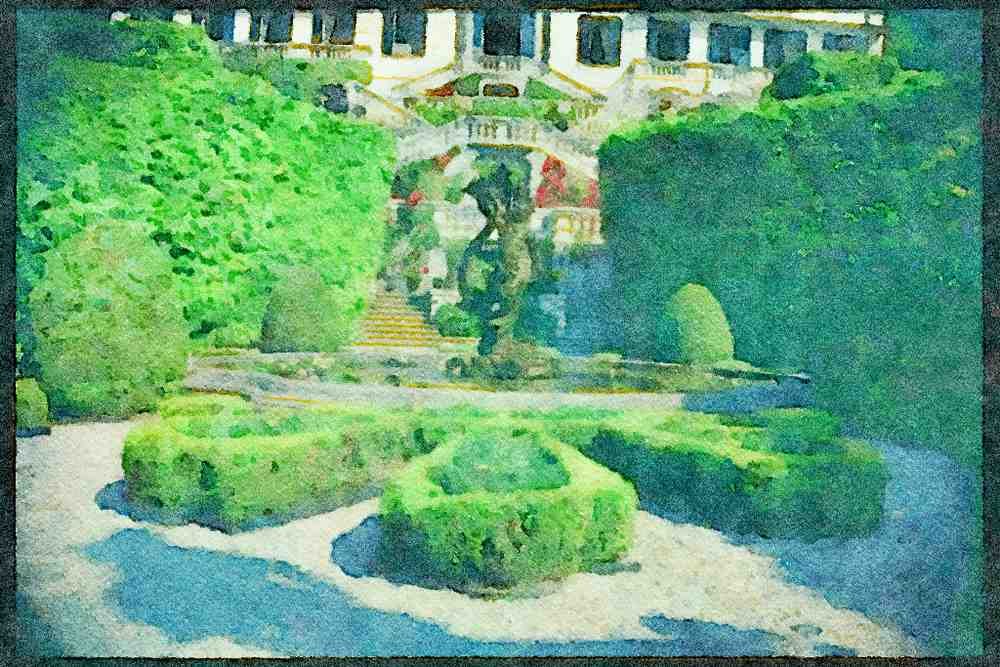 Gardens 214059 Villa Carlotta, Lac Como, Italy A4 Limited Edition Watercolour Print