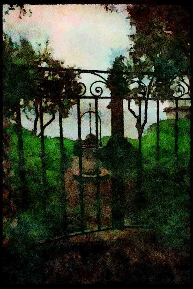 Gardens 214061 Private Garden, Sirmione, Italy A4 Limited Edition Watercolour Print
