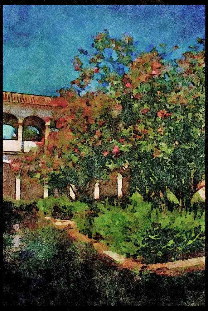 Gardens 214071 Generalife, The Alhambra, Granada, Spain A4 Limited Edition Watercolour Print