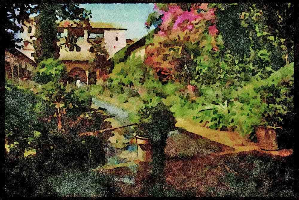 Gardens 214092 Generalife, Granada, Spain A4 Limited Edition Watercolour Print