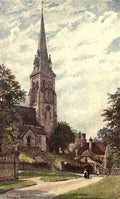 Gardner William Biscombe 1847 1919 The Peak Country 1914 Edensor Church A4 Photo Print