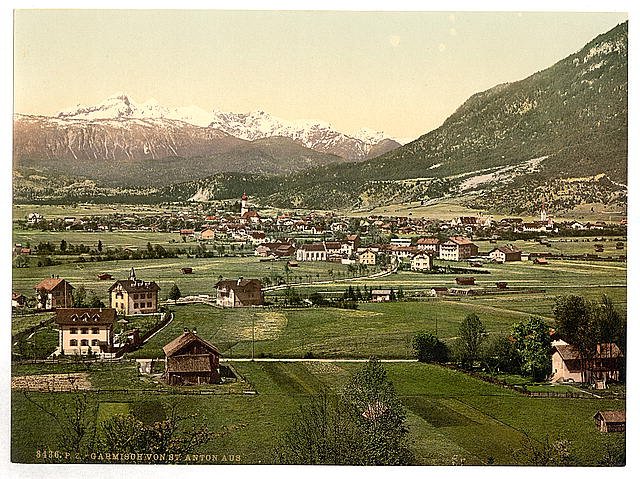Garmisch general view Upper Bavaria Vintage A4 Photo Print