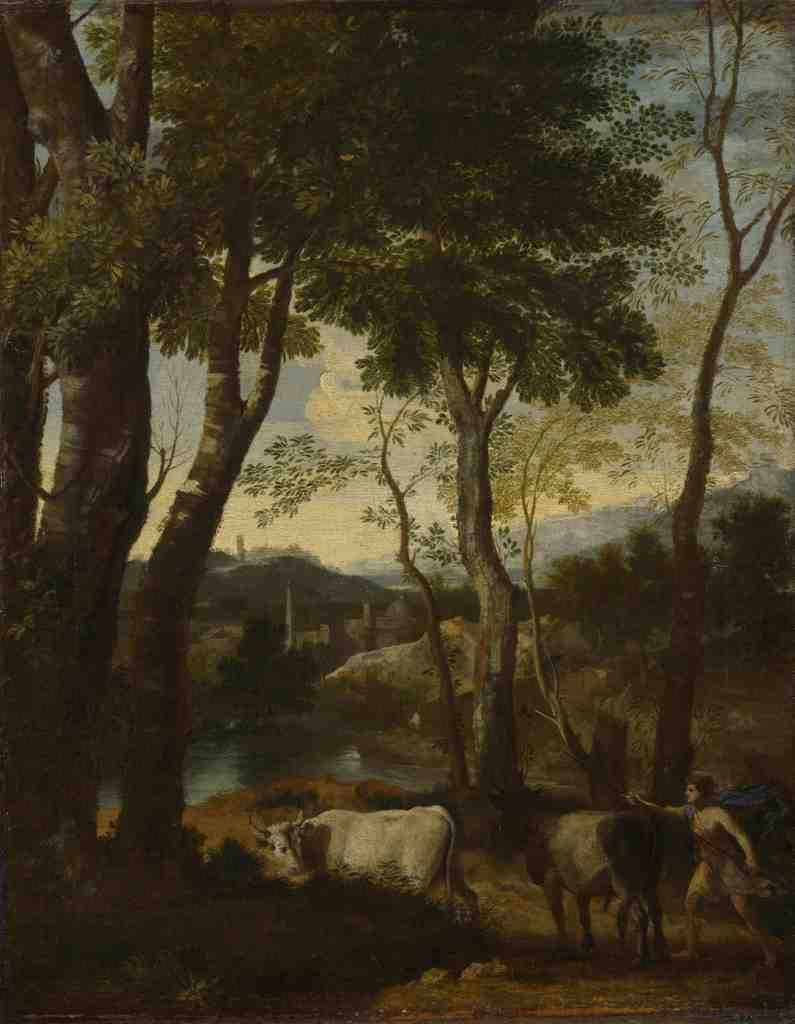 Gaspard Dughet Landscape with a Cowherd A4 Photo Print
