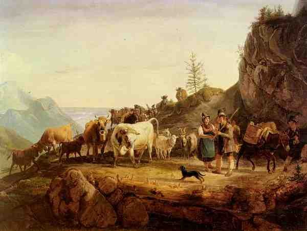 Gauermann Friedrich Almabtrieb A4 Photo Print