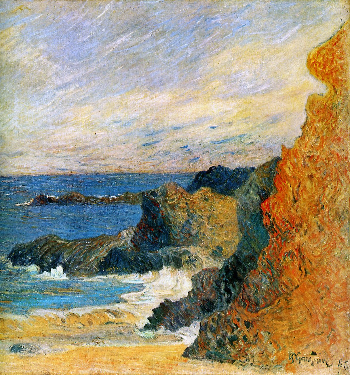 Gauguin Eugène Rocks At Coast Sun Art A4 Photo Print