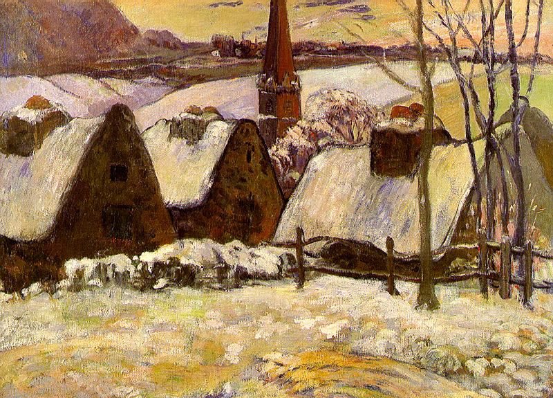 Gauguin Paul Breton Village In The Snow, 1894 Art A4 Photo Print
