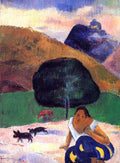Gauguin Paul Landscape With Black Pigs And A Crouching Tahi Art A4 Photo Print UK