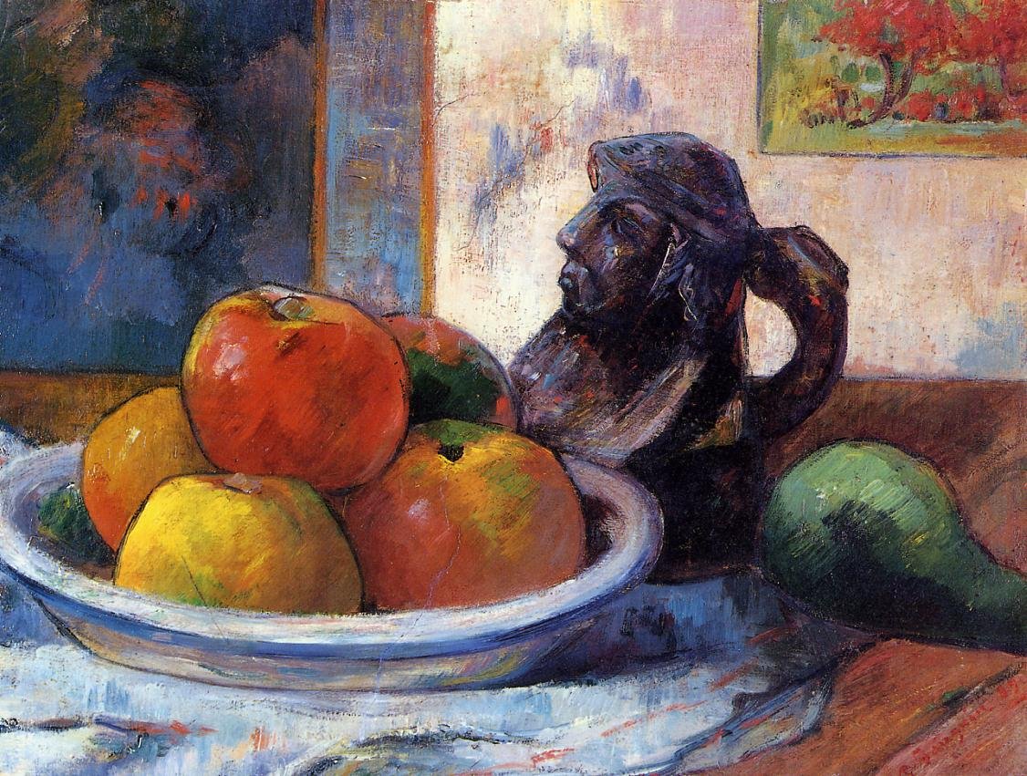 Gauguin Paul Still Life With Apples, Pear And Ceramic Portr Art A4 Photo Print UK