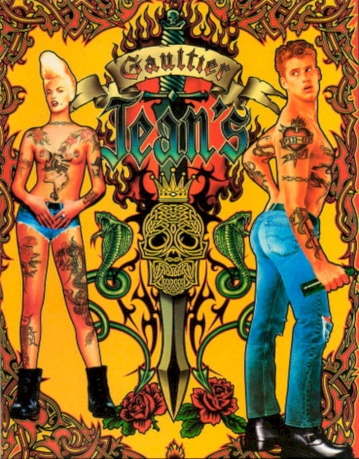 Gaultier Jeans Skull 1990s Vintage Retro Advert