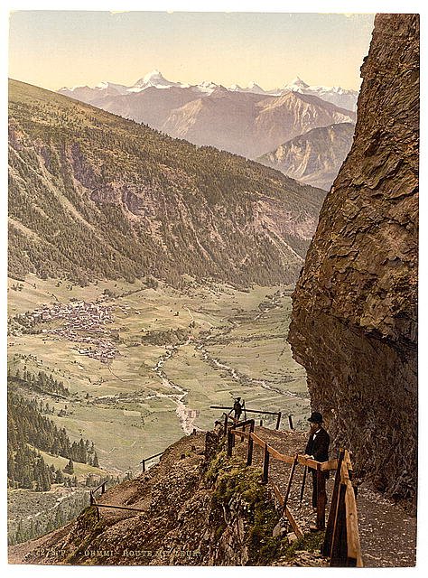 Gemmi Route and Leuk Valais Alps of Vintage A4 Photo Print