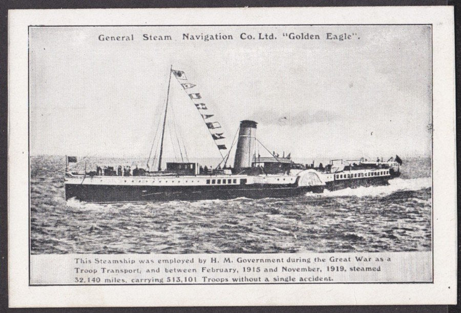 General Steam Navigation Co Paddle Steamer Golden Eagle At Sea Vintage A4 Photo Print