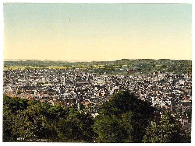 General view Aachen the Rhine Germany Vintage A4 Photo Print