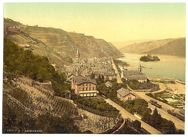 General view Bacharach the Rhine Vintage A4 Photo Print