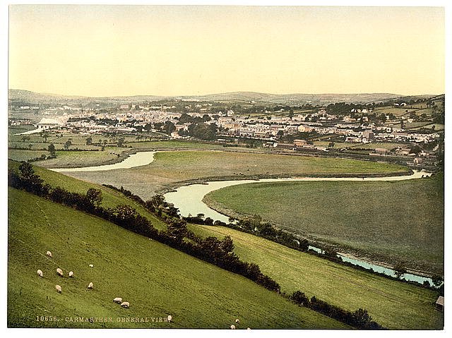 General view Carmarthen Vintage A4 Photo Print