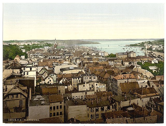 General view Flensburg Schleswig Holstein Vintage A4 Photo Print