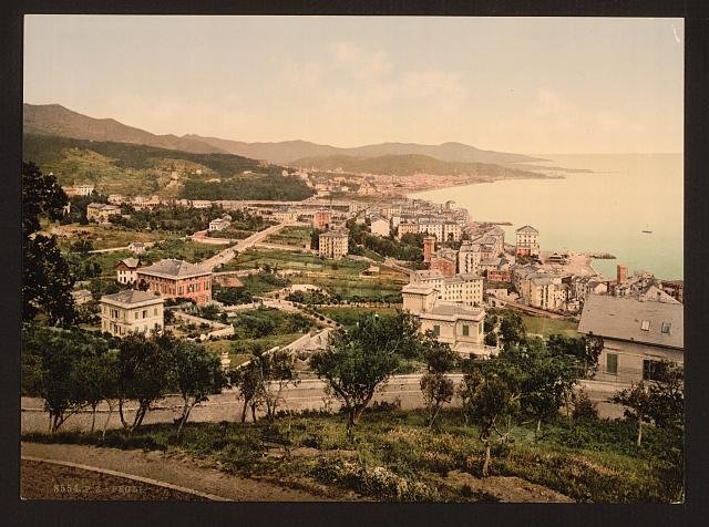 General view Pegli Genoa Vintage A4 Photo Print