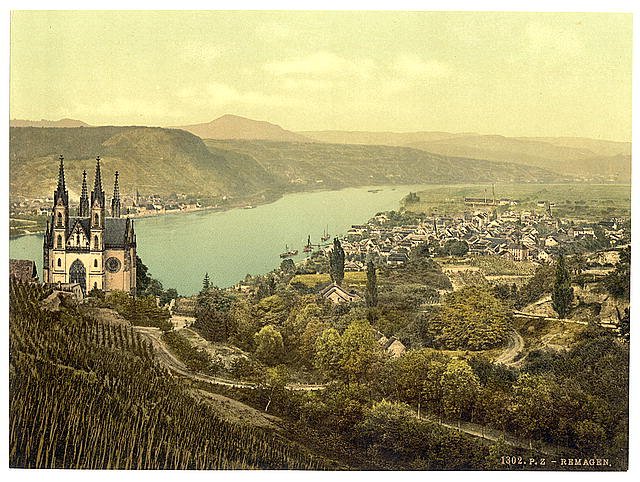 General view Remagen the Rhine Vintage A4 Photo Print