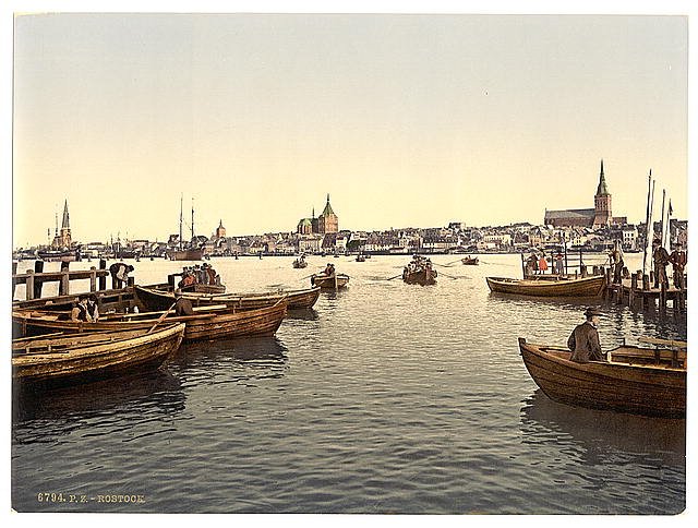 General view Rostock Mecklenburg Schwern Vintage A4 Photo Print