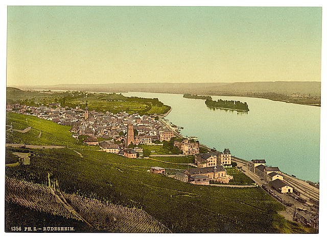 General view Rudesheim the Rhine Vintage A4 Photo Print