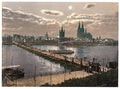General view by moonlight Cologne the Rhine Vintage A4 Photo Print