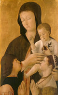 Gentile Bellini gentile bellini madonna with child and two donors Art A4 Photo Print