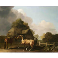 George Stubbs a bay hunter with two playful spaniels Art A4 Photo Print
