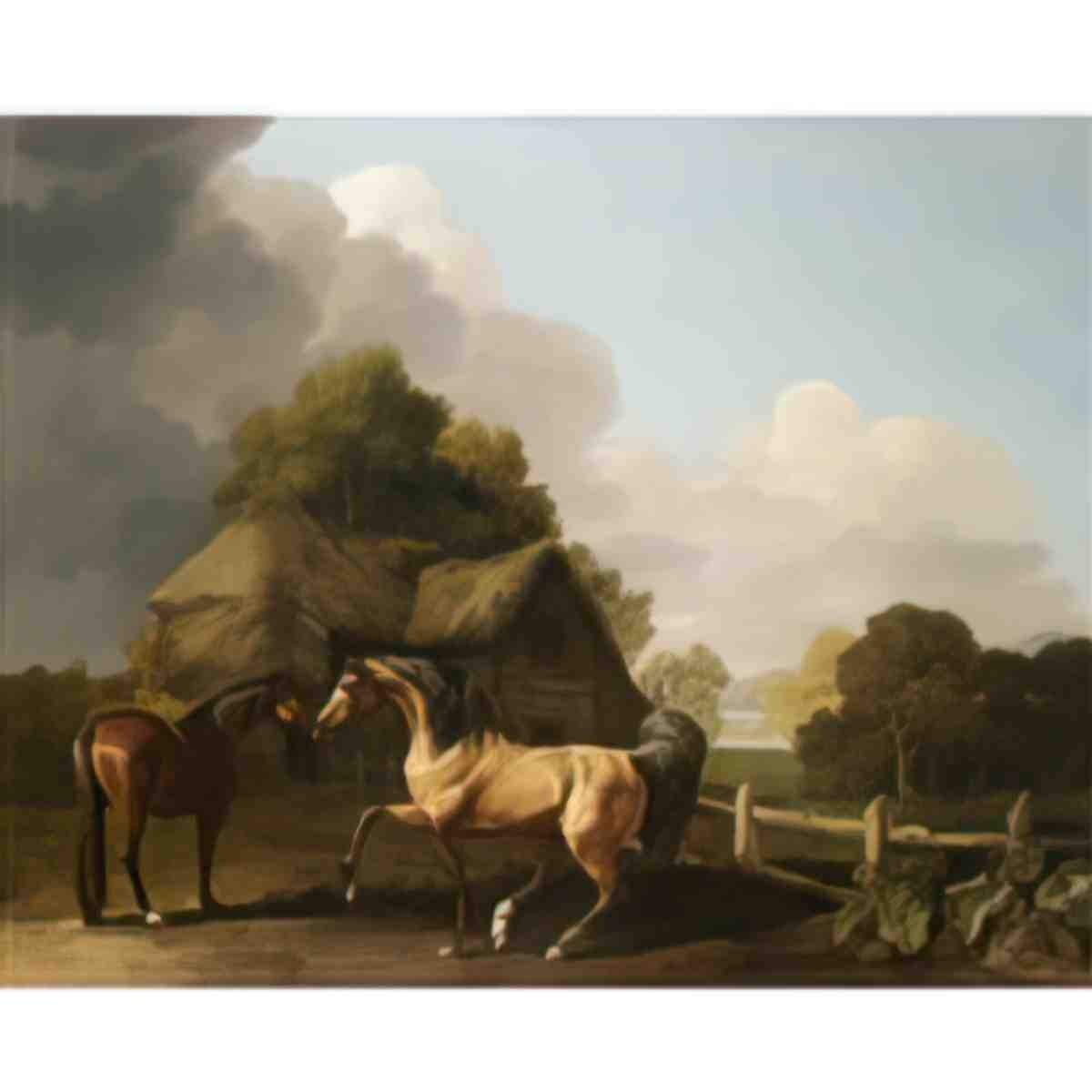 George Stubbs a bay hunter with two playful spaniels Art A4 Photo Print
