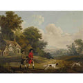 George Stubbs a dark bay hunter beside a tree in an extensive landscape Art A4 Photo Print