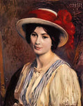 Georges Lemmen hat with a red ribbon Art A4 Photo Print