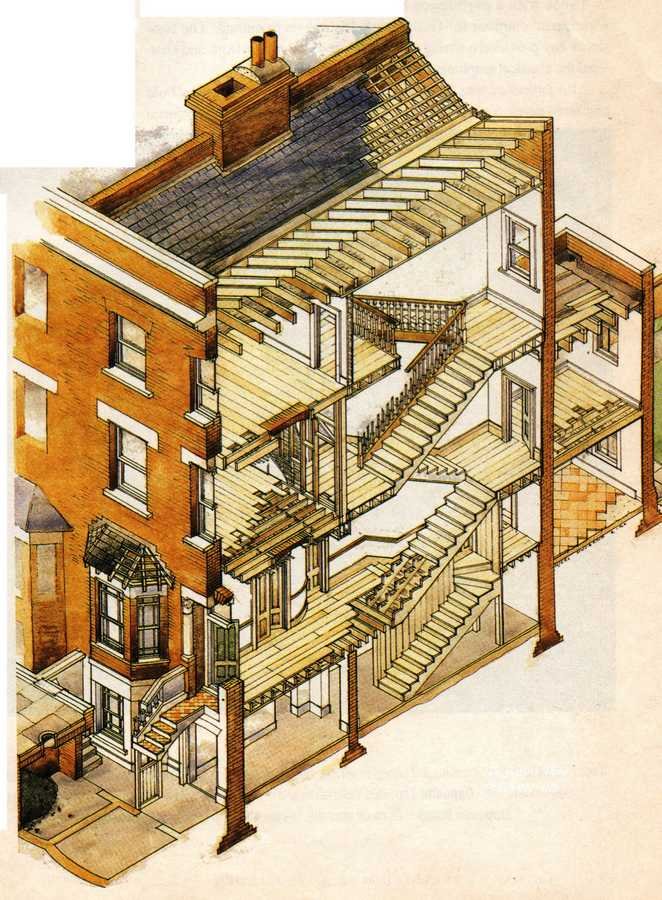 Georgian house cutaway A4 Photo Print