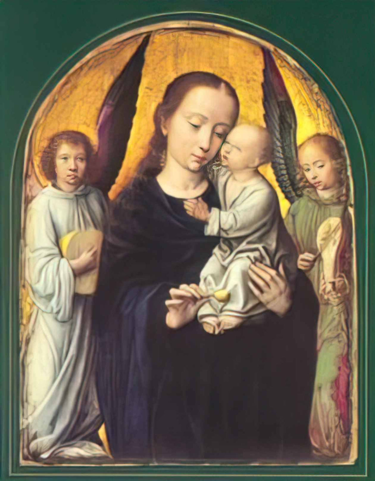 Gerard David mary and child with two angels making music Art A4 Photo Print