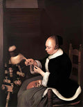 Gerard Terborch a woman spinning Art A4 Photo Print