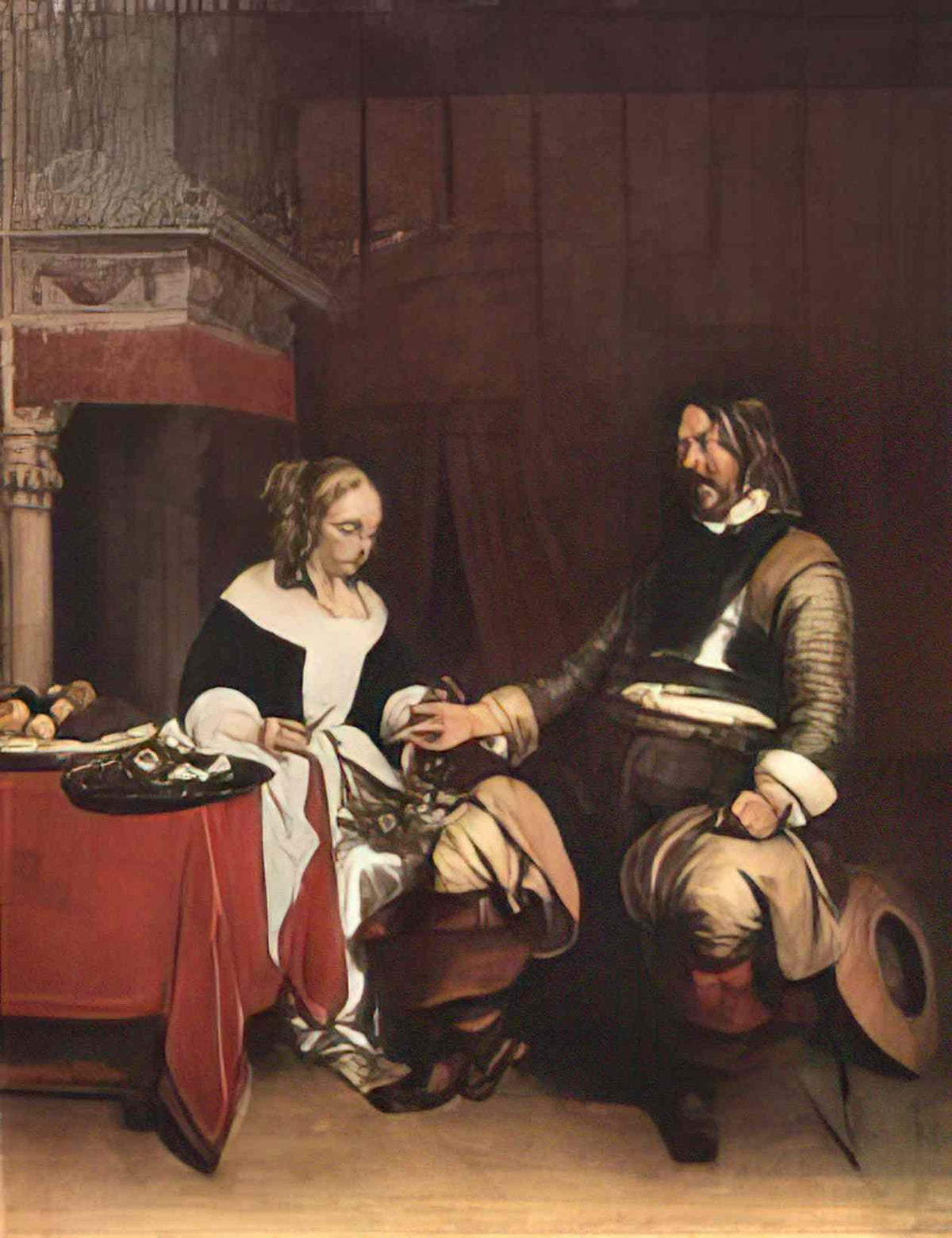 Gerard Terborch man offering a woman coins Art A4 Photo Print