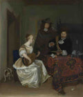 Gerard ter Borch A Woman playing a Theorbo to Two Men A4 Photo Print
