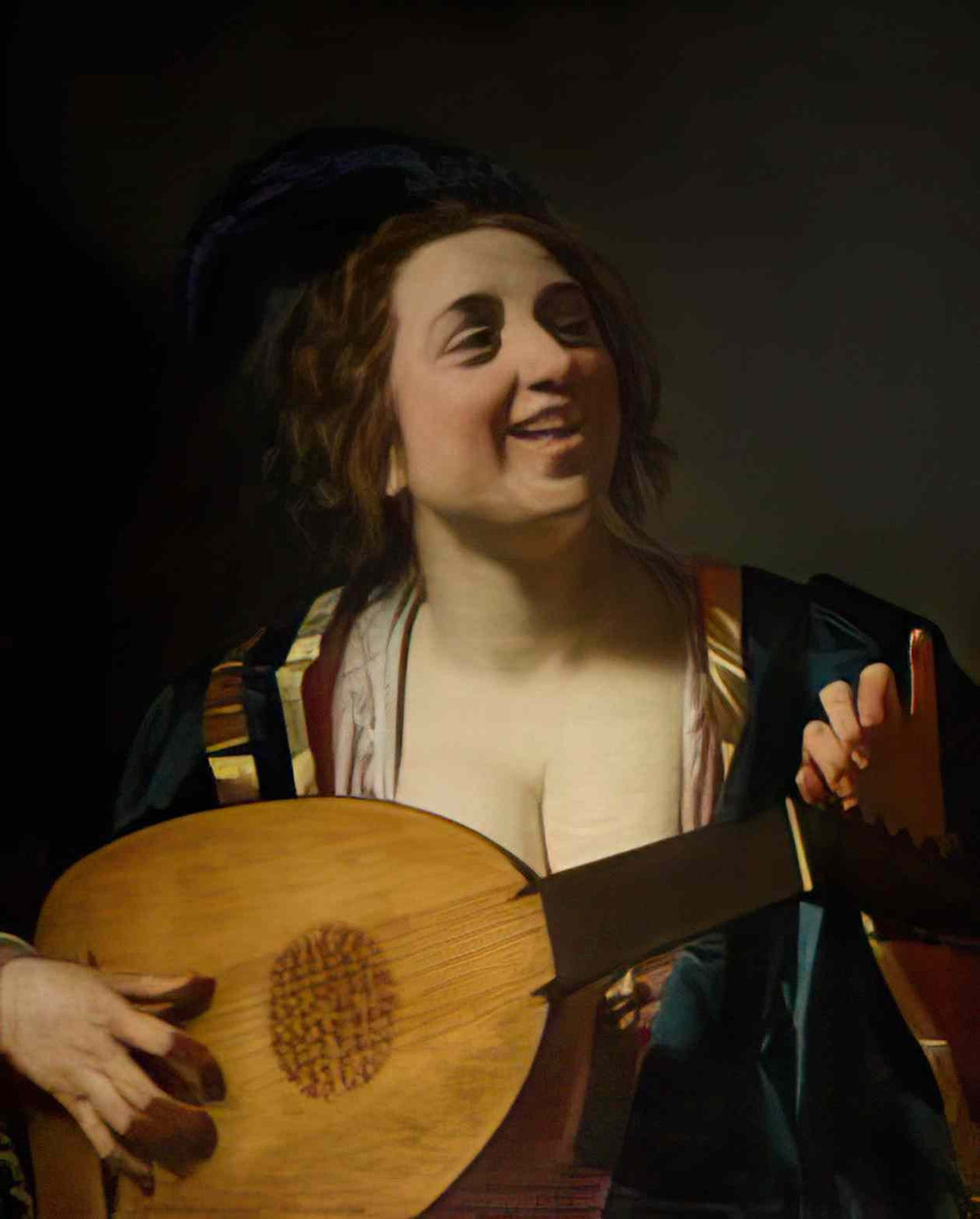 Gerard van Honthorst femme accordant son luth Art A4 Photo Print