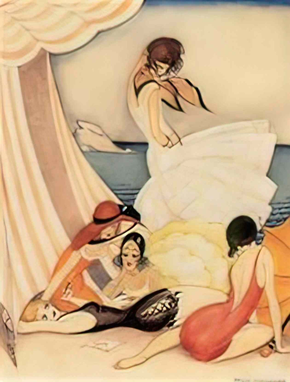 Gerda Wegener fem badepiger p stranden Art A4 Photo Print