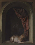 Gerrit Dou a cat at the window of a painters studio A4 Photo Print