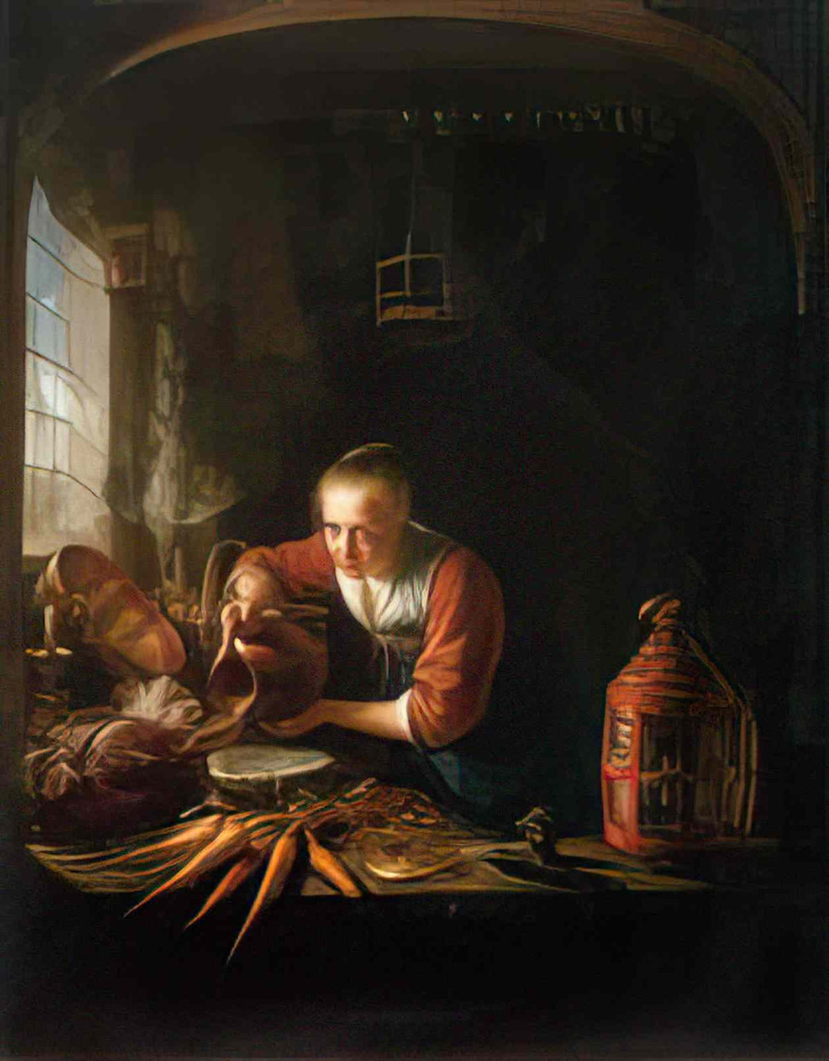 Gerrit Dou woman pouring water into a jar Art A4 Photo Print
