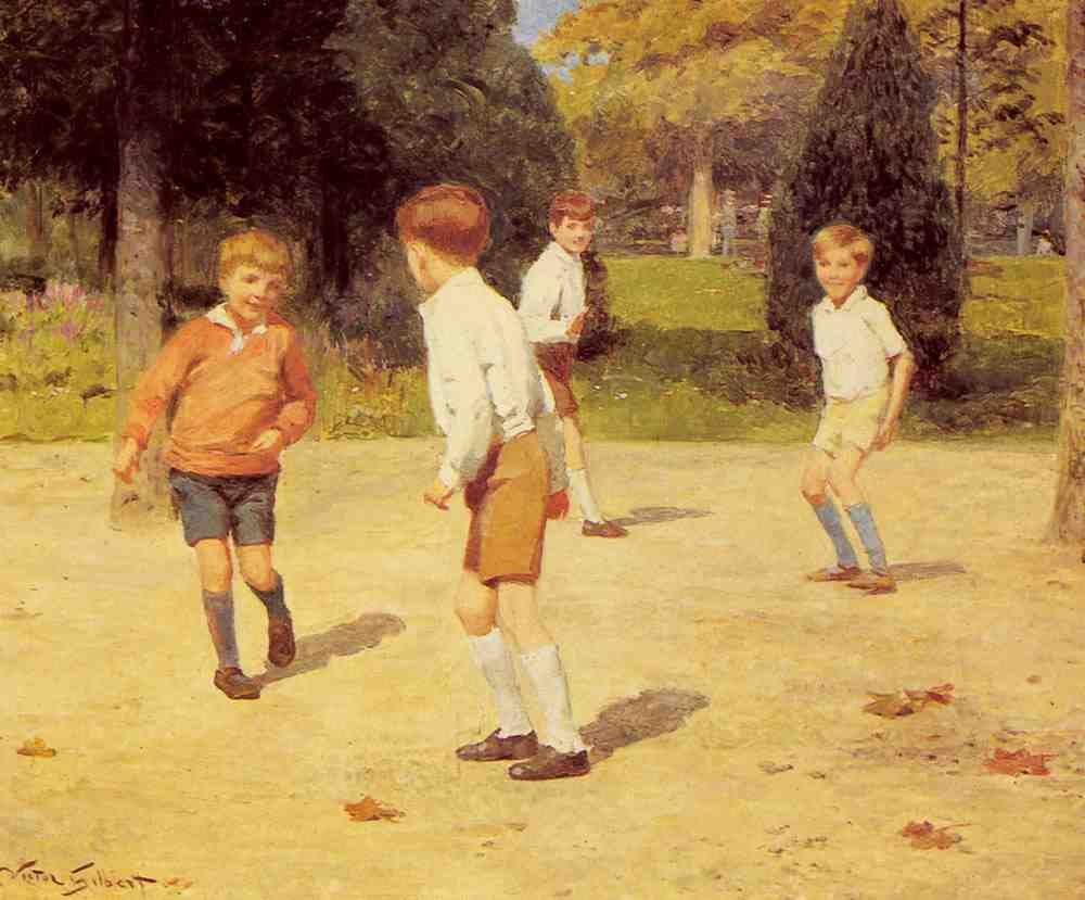 Gilbert Victor Boys Playing A4 Photo Print