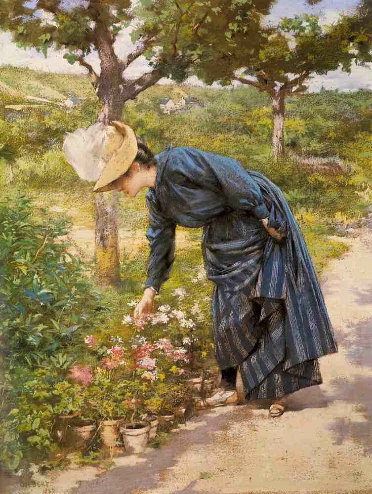 Gilbert Victor Gabriel Lady In A Garden A4 Photo Print