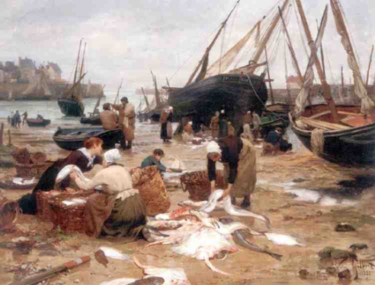Gilbert Victor Sorting the Fish A4 Photo Print