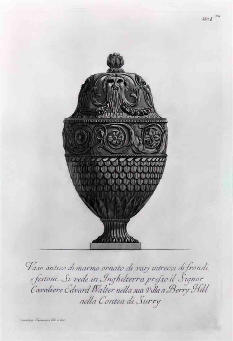 Giovanni Battista Piranesi antique vase of marble decorated with A4 Photo Print